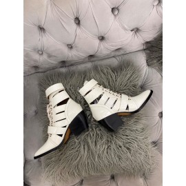 Chloe Fashion Calf High Heeled Boots For Women White
