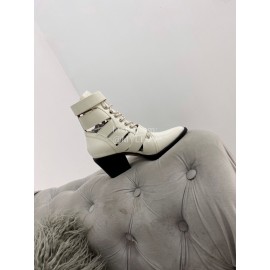 Chloe Fashion Calf High Heeled Boots For Women White