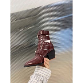 Chloe Fashion Calf High Heeled Boots For Women Wine Red