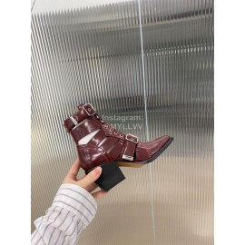 Chloe Fashion Calf High Heeled Boots For Women Wine Red