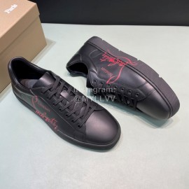 Christian Louboutin Letter Printed Leather Casual Shoes For Men Black