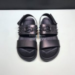 Christian Louboutin Black Leather Rivet Sandals For Men