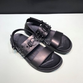 Christian Louboutin Black Leather Rivet Sandals For Men