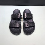 Christian Louboutin Leather Rivet Slippers For Men Black