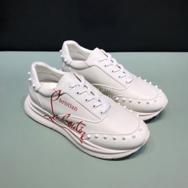 Christian Louboutin Printed Leather Casual Sneakers For Men White
