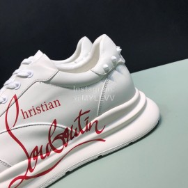 Christian Louboutin Printed Leather Casual Sneakers For Men White
