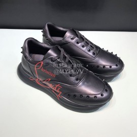 Christian Louboutin Printed Leather Casual Sneakers For Men Black