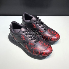 Christian Louboutin Printed Calf Leather Casual Sneakers For Men Black