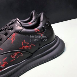 Christian Louboutin Printed Calf Leather Casual Sneakers For Men Black