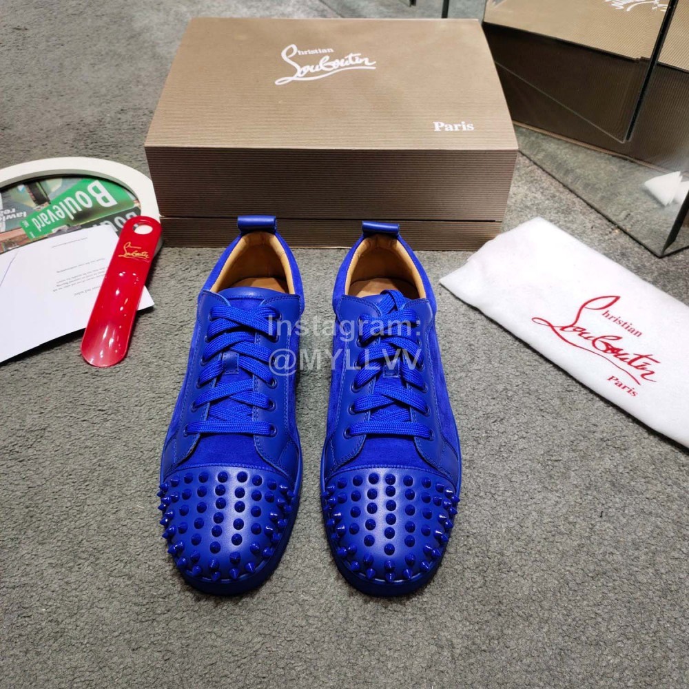 Christain Louboutin Fashion Leather Casual Shoes For Men And Women Blue