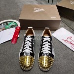 Christain Louboutin Fashion Leather Casual Shoes For Men And Women Gold