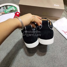 Christain Louboutin Fashion Black Leather Casual Shoes For Men And Women