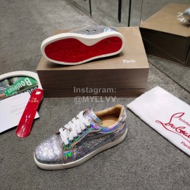 Christain Louboutin Fashion Silver Leather Casual Shoes For Men And Women