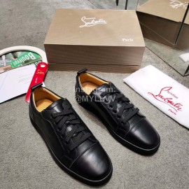 Christain Louboutin Black Leather Casual Shoes For Men And Women