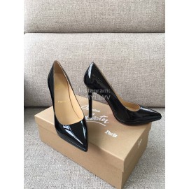 Christain Louboutin Fashion Black Patent Leather Pointed High Heels For Women 