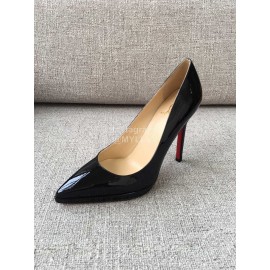 Christain Louboutin Fashion Black Patent Leather Pointed High Heels For Women 