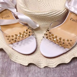 Christain Louboutin Spring Summer New Sheepskin High Heel Sandals For Women White