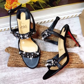Christain Louboutin Spring Summer New Rivet Sheepskin High Heel Sandals For Women Black