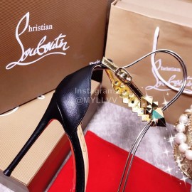 Christain Louboutin Spring Summer Fashion Black Sheepskin High Heel Sandals For Women