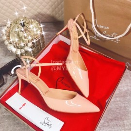 Christain Louboutin New Patent Leather High Heel Sandals For Women Pink