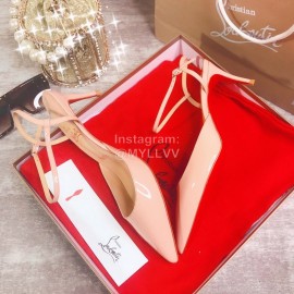 Christain Louboutin New Patent Leather High Heel Sandals For Women Pink