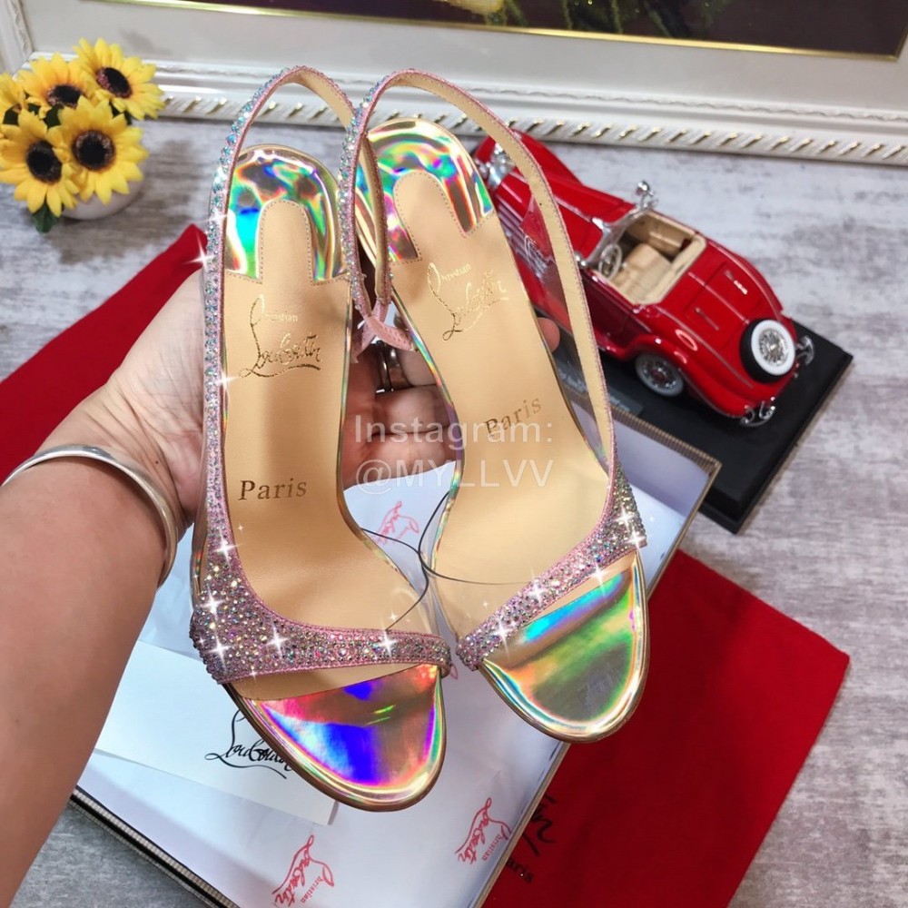 Christain Louboutin Shining Colorful Sheepskin High Heel Sandals For Women 