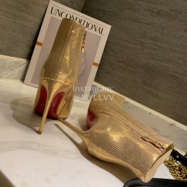 Christain Louboutin New Gold Calf High Heeled Boots For Women 