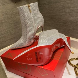 Christain Louboutin New Silver Calf High Heeled Boots For Women 