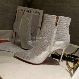 Christain Louboutin New Silver Calf High Heeled Boots For Women 