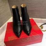 Christain Louboutin Black New Calf Rivet High Heeled Boots For Women 