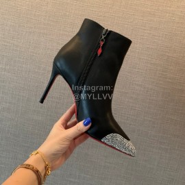 Christain Louboutin Black New Calf High Heeled Short Boots For Women 