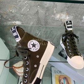 Converse Rickowens Casual High Sport Canvas Shoes Coffee
