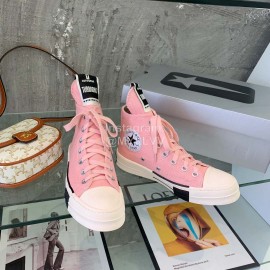 Converse Rickowens Casual High Sport Canvas Shoes Pink