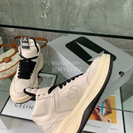 Converse Rickowens Leather Thick Soled Shoes White