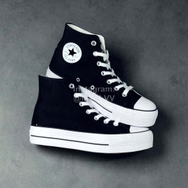 Converse All Star Thick Soled Raised Canvas Casual High Top Shoes Black