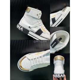 DG Calf Leather High Top Casual Sneakers For Men Gold