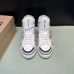 DG Calf Leather High Top Casual Sneakers For Men White