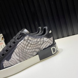 DG Printed Canvas Leather Casual Sneakers For Men Black