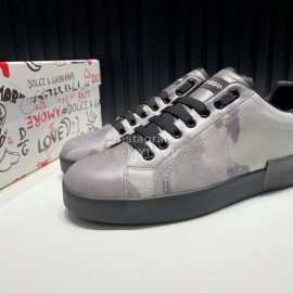 DG Printed Leather Casual Sneakers For Men Gray