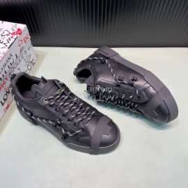 DG Calf Leather Casual Sneakers For Men Black