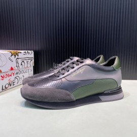 DG Silk Cowhide Casual Sneakers For Men Gray