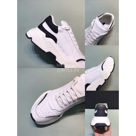 DG Cowhide Casual Thick Soled Sneakers For Men White