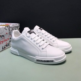 DG Fashion Cowhide Casual Sneakers For Men White