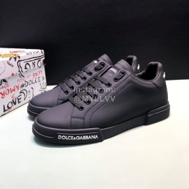 DG Fashion Black Cowhide Casual Sneakers For Men