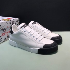 DG Fashion Cowhide White Casual Sneakers For Men
