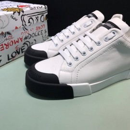 DG Fashion Cowhide White Casual Sneakers For Men