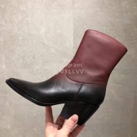 Dior Calfskin High Heeled Boots Wine Red