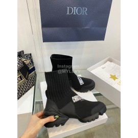 Dior Autumn Winter Elastic Socks Casual Shoes Black
