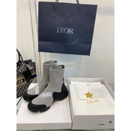 Dior Autumn Winter Elastic Socks Casual Shoes Gray
