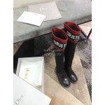Dior Winter New Knitted Knee Elastic Boots Red